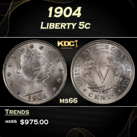 1904 Liberty Nickel 5c ms66 SEGS