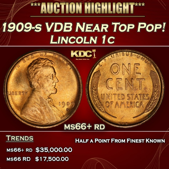1909-s VDB Lincoln Cent Near Top Pop! 1c ms66+ rd SEGS