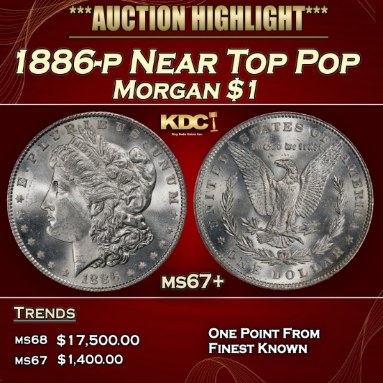 1886-p Morgan Dollar Near Top Pop $1 ms67+ SEGS