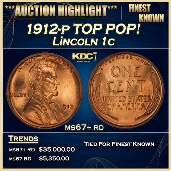 1912-p Lincoln Cent TOP POP! 1c ms67+ rd SEGS