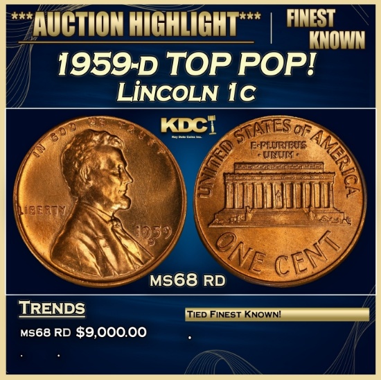 1959-d Lincoln Cent TOP POP! 1c ms68 rd SEGS