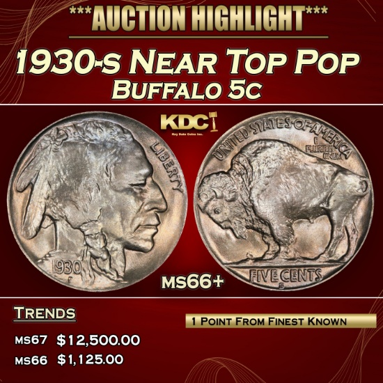 1930-s Buffalo Nickel Near Top Pop 5c ms66+ SEGS