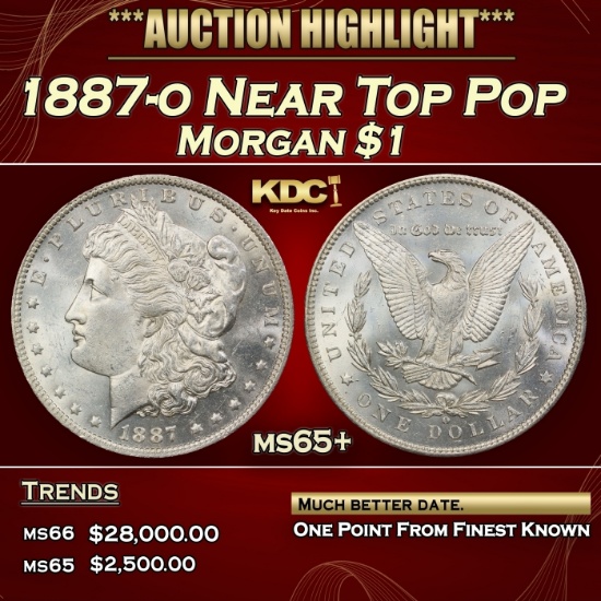 1887-o Morgan Dollar Near Top Pop $1 ms65+ SEGS