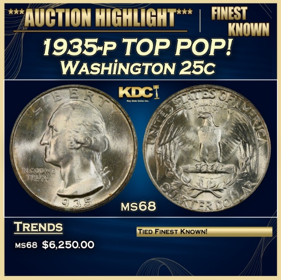 1935-p Washington Quarter TOP POP! 25c ms68 SEGS