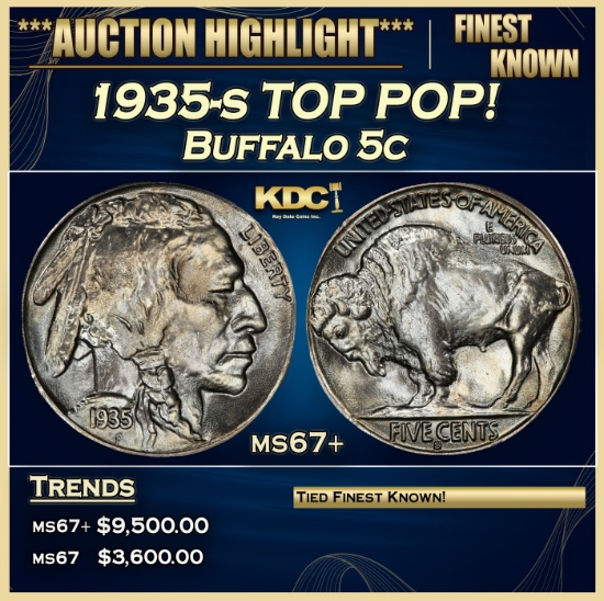 1935-s Buffalo Nickel TOP POP! 5c ms67+ SEGS