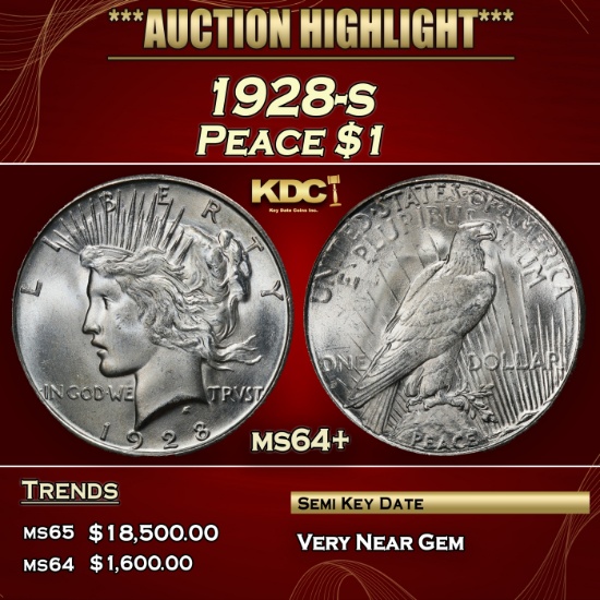 1928-s Peace Dollar $1 ms64+ SEGS