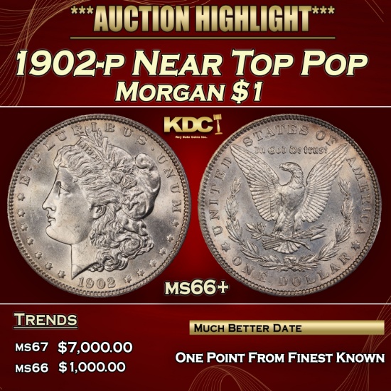 1902-p Morgan Dollar Near Top Pop $1 ms66+ SEGS