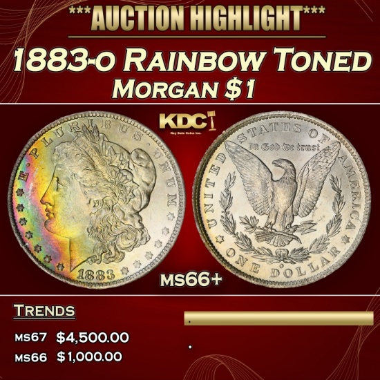 1883-o Morgan Dollar Rainbow Toned $1 ms66+ SEGS