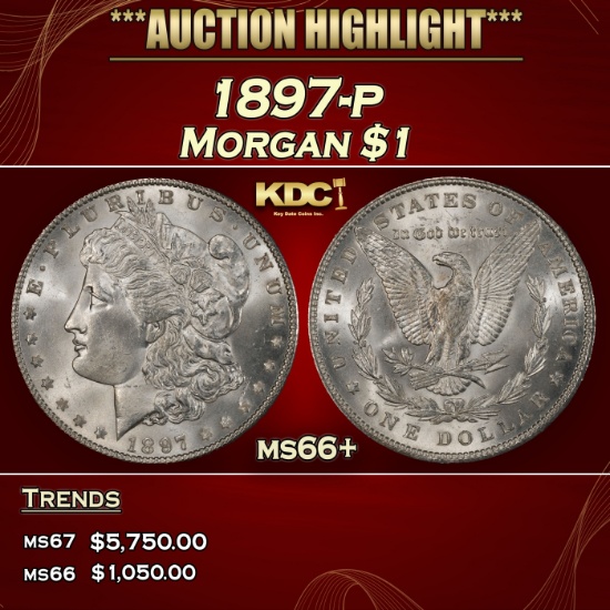 1897-p Morgan Dollar $1 ms66+ SEGS