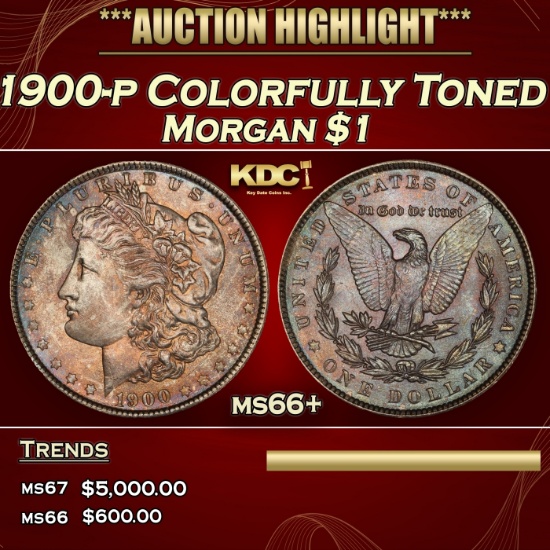 1900-p Morgan Dollar Colorfully Toned $1 ms66+ SEGS