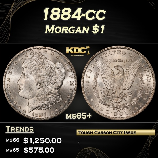 1884-cc Morgan Dollar $1 Grades ms65+