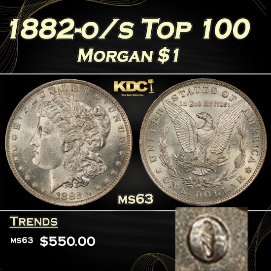 1882-o/s Morgan Dollar Top 100 $1 Grades ms63