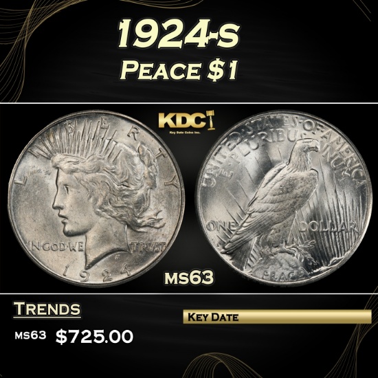 1924-s Peace Dollar $1 Grades ms63