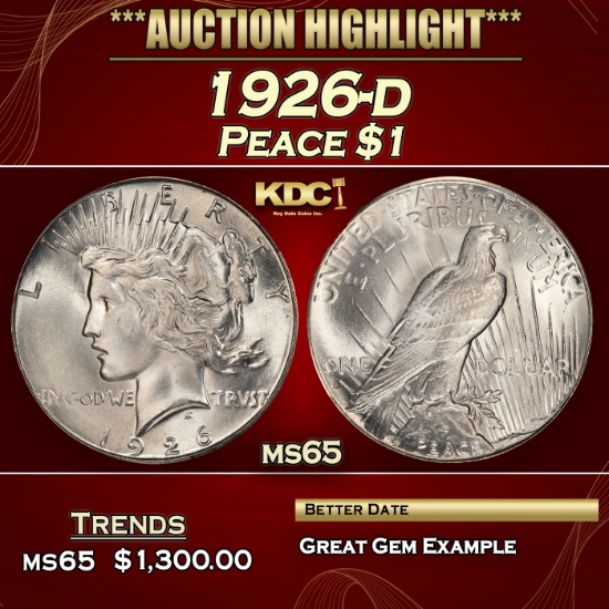 1926-d Peace Dollar $1 ms65 SEGS
