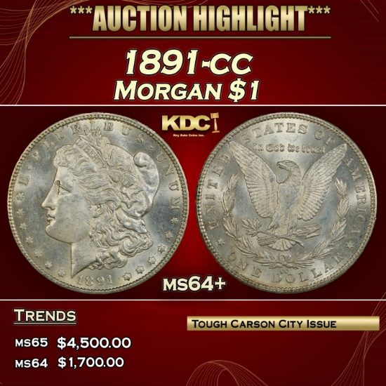 1891-cc Morgan Dollar $1 ms64+ SEGS