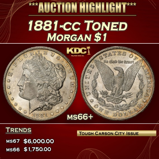 1881-cc Morgan Dollar Toned $1 ms66+ SEGS