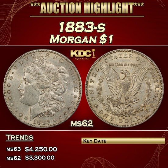 1883-s Morgan Dollar $1 ms62 USCG