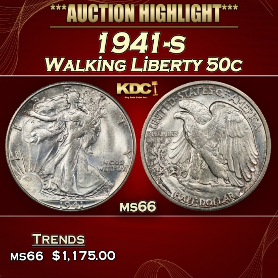 1941-s Walking Liberty Half Dollar 50c ms66 SEGS