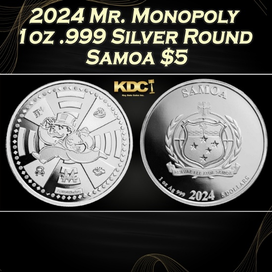 2024 Mr. Monopoly 1oz .999 Silver Round Samoa Round