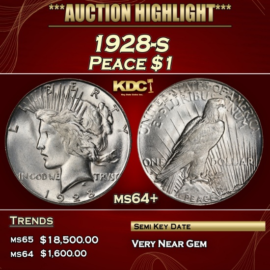 1928-s Peace Dollar $1 ms64+ SEGS