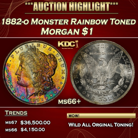 1882-o Morgan Dollar Monster Rainbow Toned $1 ms66+ SEGS