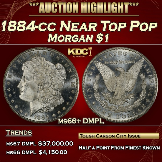 1884-cc Morgan Dollar Near Top Pop $1 ms66+ DMPL SEGS