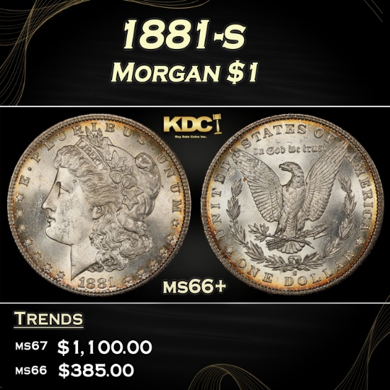 1881-s Morgan Dollar $1 ms66+ SEGS