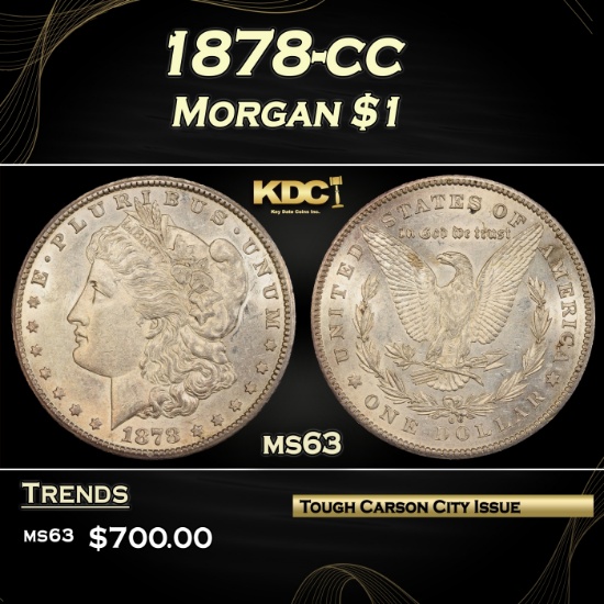 1878-cc Morgan Dollar $1 Grades ms63