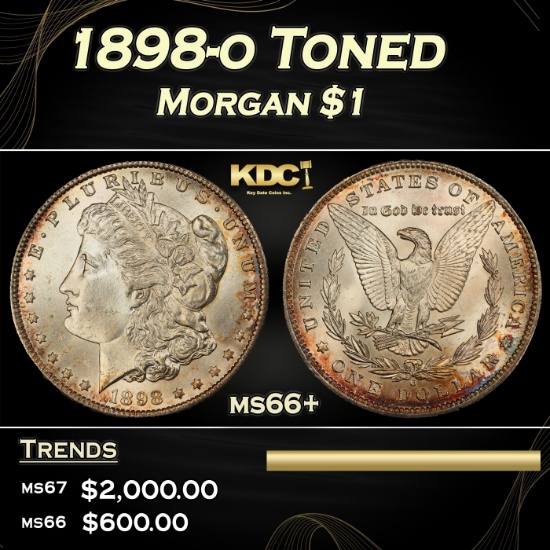 1898-o Morgan Dollar Toned $1 ms66+ SEGS