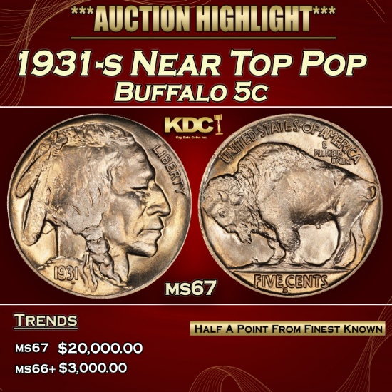 1931-s Buffalo Nickel Near Top Pop 5c ms67 SEGS