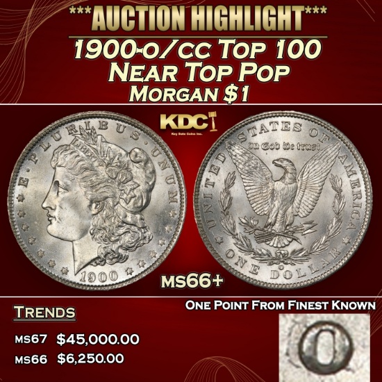 1900-o/cc Top 100 Morgan Dollar Near Top Pop $1 ms66+ SEGS