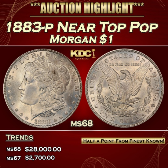 1883-p Morgan Dollar Near Top Pop $1 ms68 SEGS