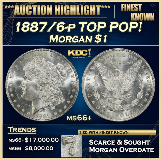 1887/6-p Morgan Dollar TOP POP! $1 ms66+ SEGS