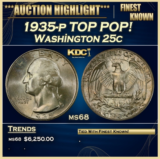 1935-p Washington Quarter TOP POP! 25c ms68 SEGS