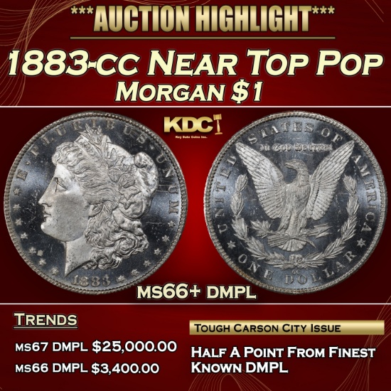 1883-cc Morgan Dollar Near Top Pop $1 ms66+ dmpl SEGS