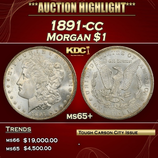 1891-cc Morgan Dollar $1 ms65+ SEGS
