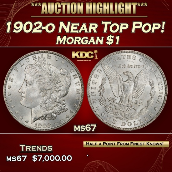 1902-o Morgan Dollar Near Top Pop! $1 ms67 SEGS