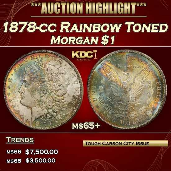 1878-cc Morgan Dollar Rainbow Toned $1 ms65+ SEGS
