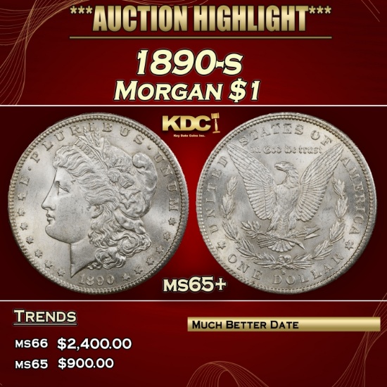 1890-s Morgan Dollar $1 ms65+ SEGS