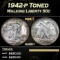 1942-p Walking Liberty Half Dollar Toned 50c Grades ms66+