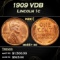 1909 VDB Lincoln Cent 1c ms66+ rd SEGS