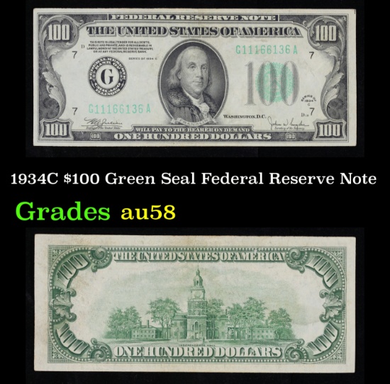 1934C $100 Green Seal Federal Reserve Note Grades Choice AU/BU Slider
