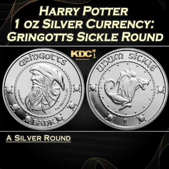 Harry Potter 1 oz Silver Currency: Gringotts Sickle Round Round