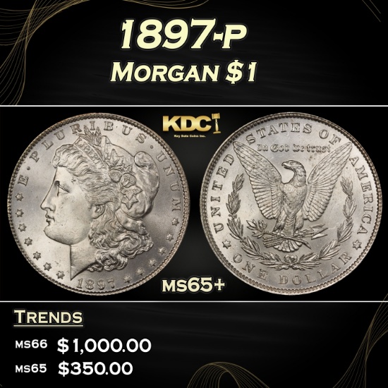 1897-p Morgan Dollar $1 Grades ms65+