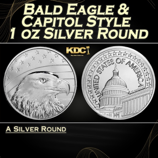 Bald Eagle & Capitol Style - 1 oz Silver Round Round