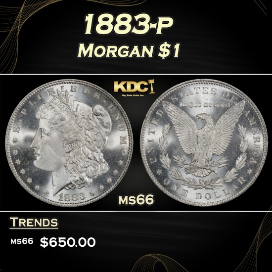 1883-p Morgan Dollar $1 Grades ms66