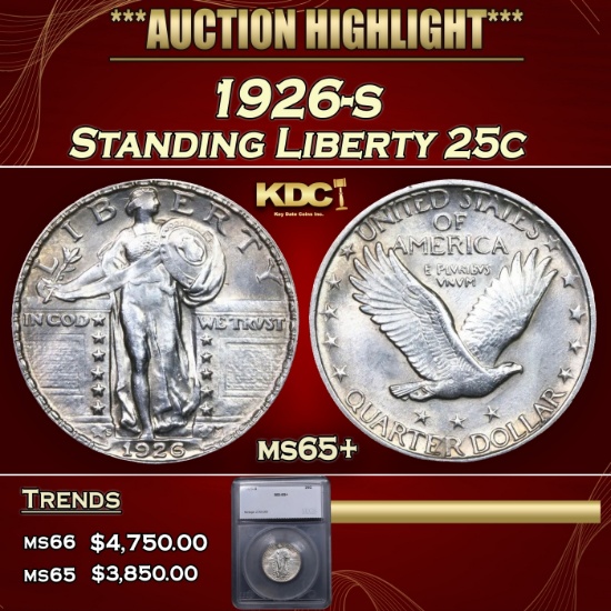 1926-s Standing Liberty Quarter 25c ms65+ SEGS