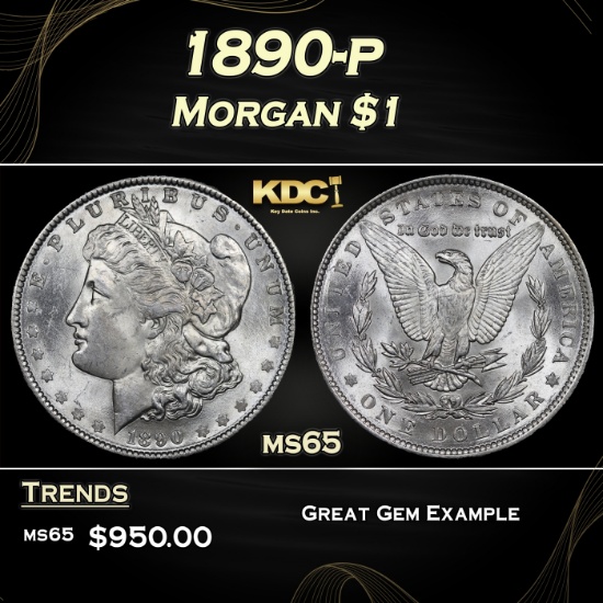 1890-p Morgan Dollar $1 ms65 SEGS