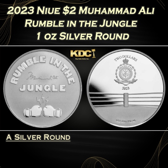2023 Niue $2 Muhammad Ali Rumble in the Jungle Coin - 1 oz Silver Round Round