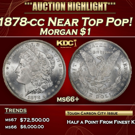 1878-cc Morgan Dollar Near Top Pop! $1 ms66+ SEGS
